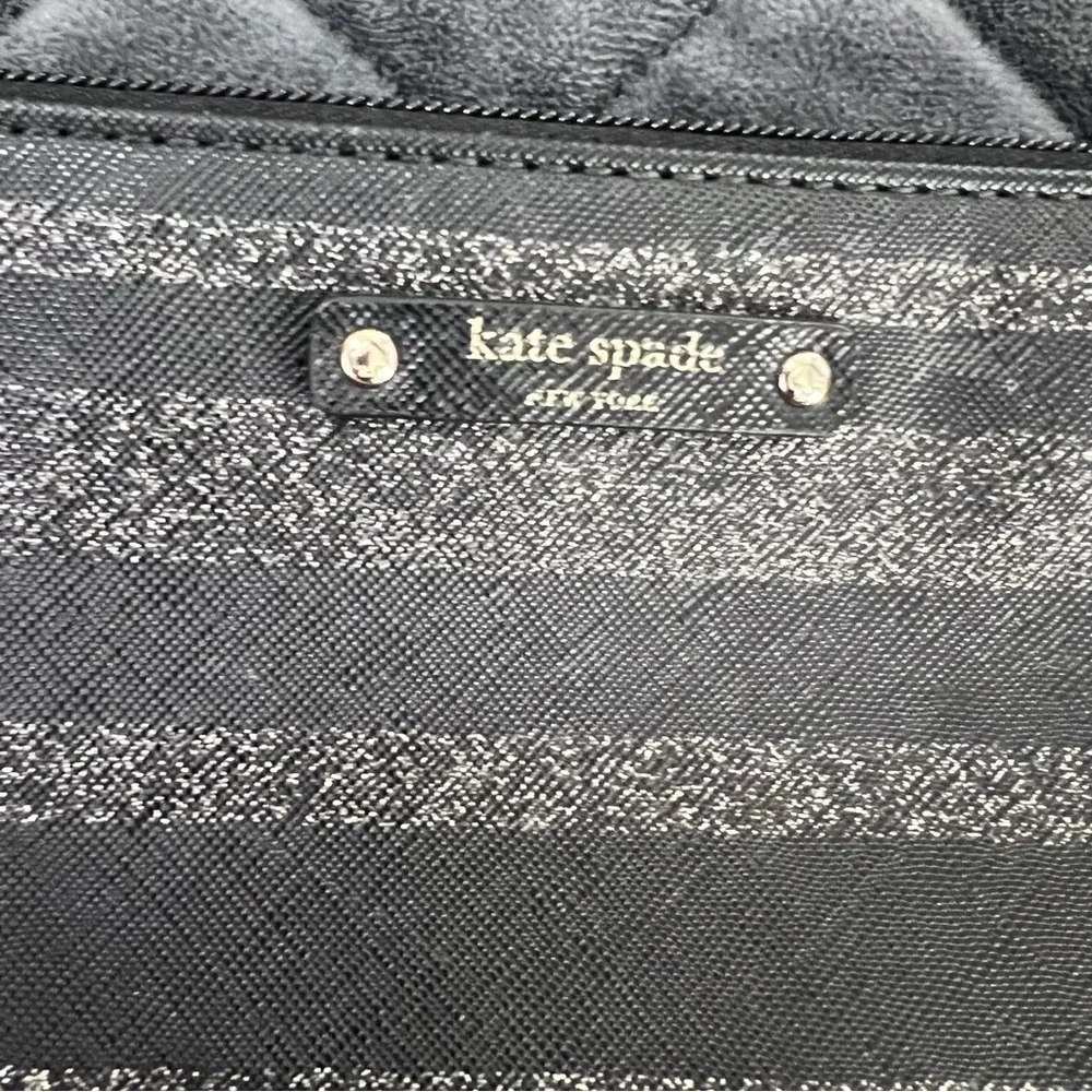 Kate Spade Crossbody Purse Bag Black Shimmery Sparkle Stripe Small Rectangle